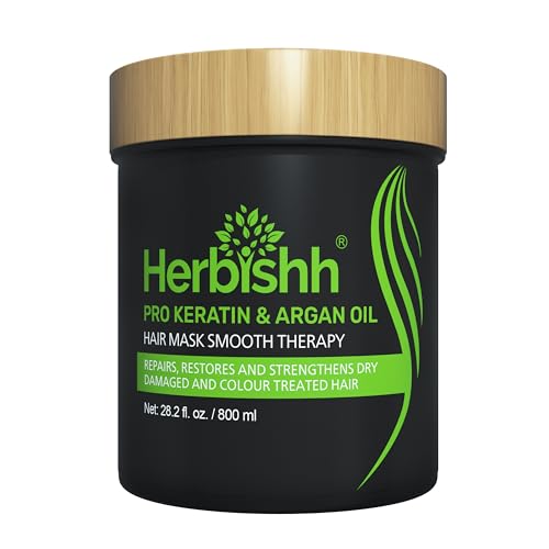 Herbishh Argan Hair Mask 28.2 Fl Oz Deep Conditioning & Hydration for Dry, Damaged Hair - No Sulfates Parabens