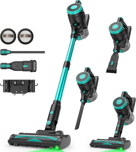 Green Cordless Stick Vacuum Cleaner 580W 55KPa Suction Lightweight Home