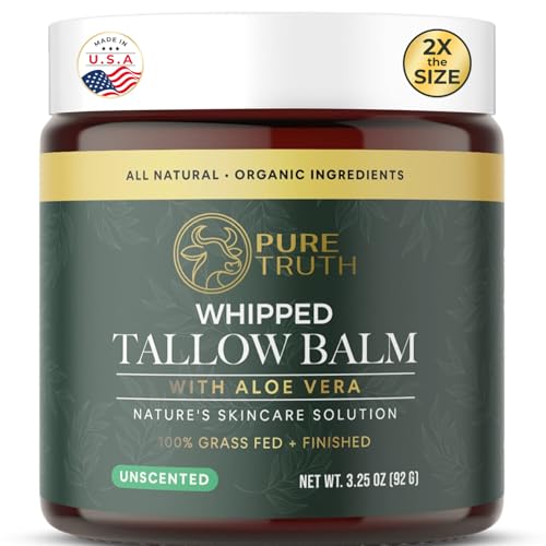Unscented Whipped Tallow and Honey Balm - 3.25 Ounce Grass Fed Beef Skin Moisturizer