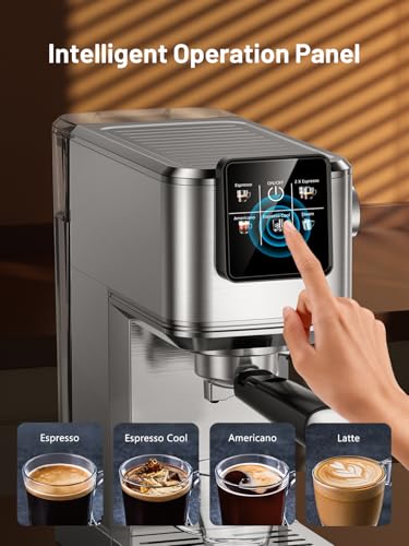 Large Silver KEENSTAR 20-Bar Espresso Machine with Milk Frother - Hot & Cold Coffee Maker