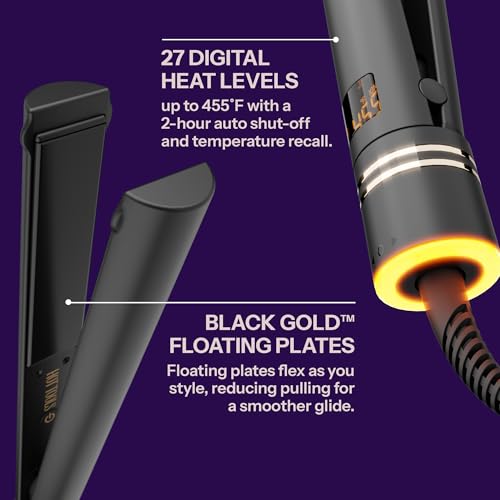 1 Inch Flat Iron Hair Straightener - Micro-Shine Black Gold Ionic Styling Iron - Pack of 1