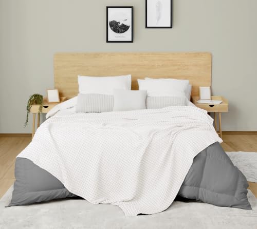 Big Size White Cotton Waffle Blanket 120x120 Inch - Cozy All-Season Bedding