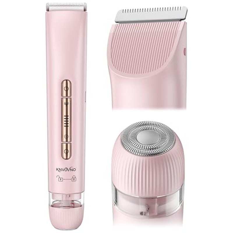 Bikini & Body Hair Trimmer for Women, Dual Head - IPX7 Waterproof Electric Razor for Gentle Pubic, Facial, Underarm, and Leg Shaving