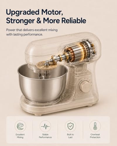 Kitchen in the Box 3.5 Qt Stand Mixer - Cream White Compact Electric Kitchen Mixer for Baking