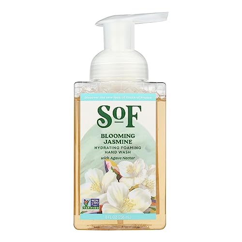 SoF Hydrating Foaming Hand Wash - With Organic Agave Nectar & Coconut Oil- Vegan & Non GMO- Free From Phthalates, Sulfates & Parabens- Blooming Jasmine - 8 oz Bottle 3 Pack