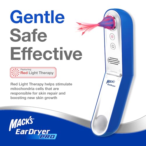 Rechargeable Ear Dryer for Water Removal with Red Light Therapy, 3 Power Levels - Safe, Fast Ear Water Drying Aid