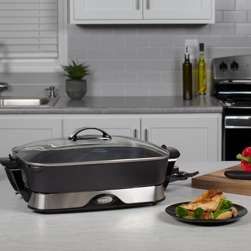 Electric Foldaway Skillet - 16-Inch Nonstick Cooking Pan with Removable Base
