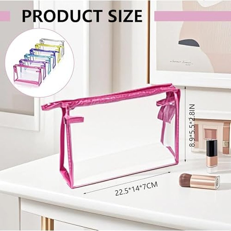 24 Pcs Portable Clear Makeup Bags with Handle, Transparent Waterproof Toiletry Bag, Travel PVC Cosmetic Bags Pouch, Pencil Cases, Stationary Organizer