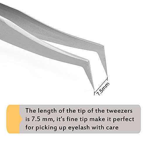 EMEDA Eyelash Extension Tweezers for Volume Lashes Professional Precision Stainless Steel VETUS 6A-SA Mega Curved Tips Flat Tweezer Tools for Individual Eye Lash Extensions Fan Supplies