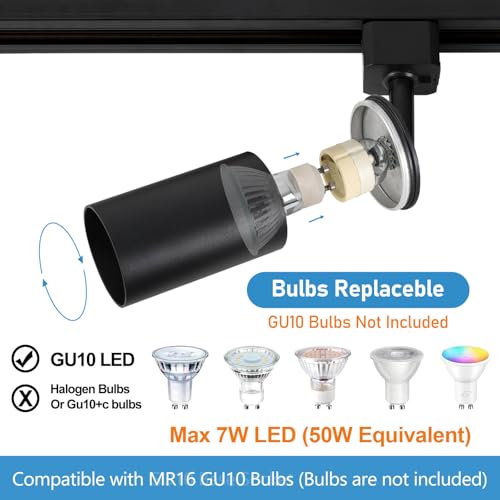 Black 4-Light LED Track Lighting Kit with 3.3FT H Track Rails & Floating Canopy