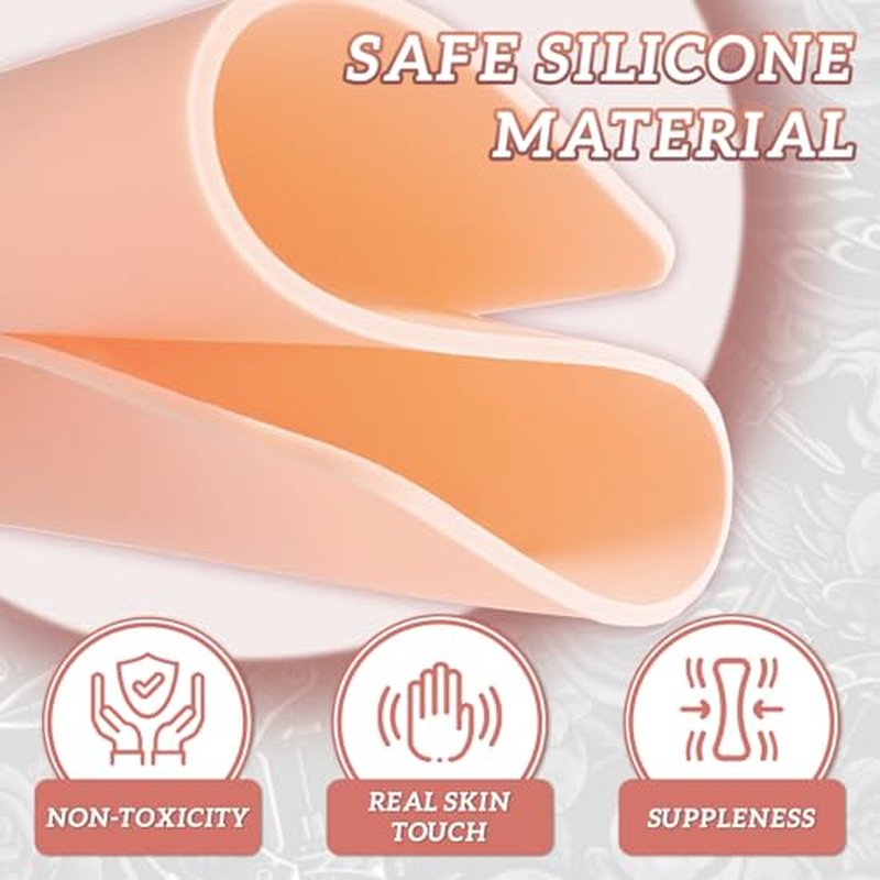 3mm Tattoo Fake Skin, 4 Pcs Pure Silicone Tattoos Practice Skin, Double Sides Real Thick Feeling Soft, Tattooing Microblading Eyebrow Lip Practice or Display for Beginners