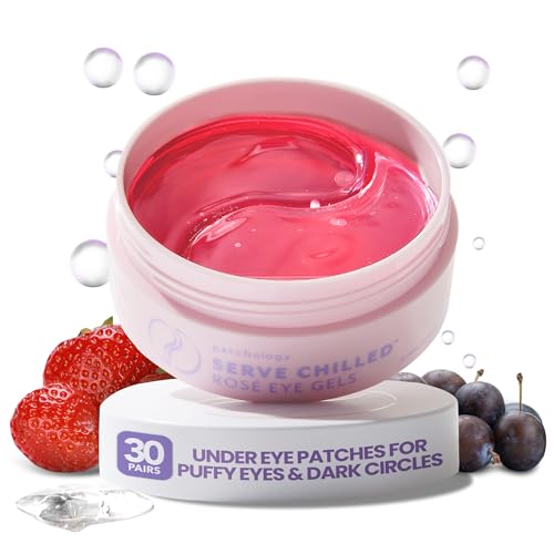 Patchology Serve Chilled Ros? Hydrating Under Eye Patches ? Hyaluronic Acid & Antioxidant-Infused Eye Masks to Reduce Dark Circles, Puffiness & Fine Lines - Ideal Skincare Essentials (30 Pairs/Jar)