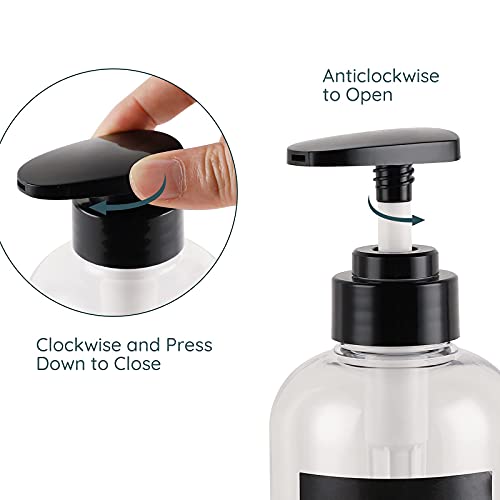 Refillable Shampoo Bottles for Shower & 3pcs Replaceable Pump Heads,Segbeauty 3pcs 16.9oz/500ml Shampoo Dispenser Bottles Plastic Shampoo Bottle, Refillable Lotion Dispenser for Hotel Bathroom