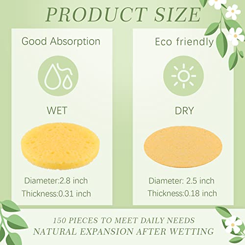 Disposable Compressed Facial Sponges 2.5 Inch for Skin Cleansing - 150 Pcs
