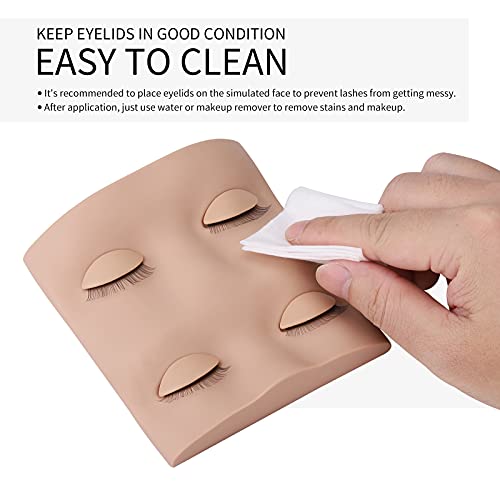 Lash Mannequin Head with 2 Pairs Replacement Eyelids, Eyelash Mannequin Face for Lash Practice, Silicone Rubber Realistic Eyelids for Eyelash Training