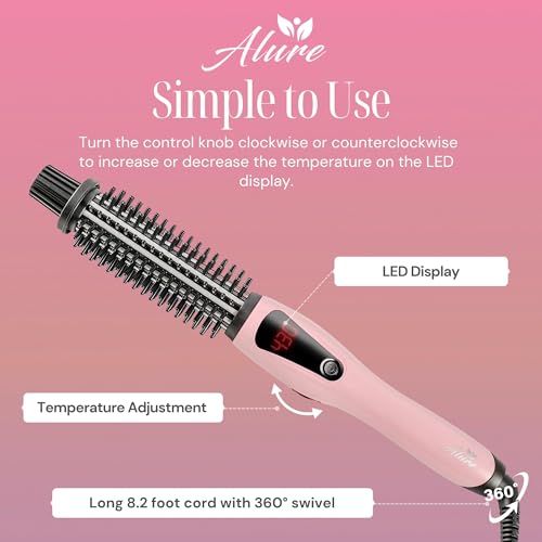 Heated Styling Brush 3-in-1 Ionic Curling Iron & Straightener for All Hair Types