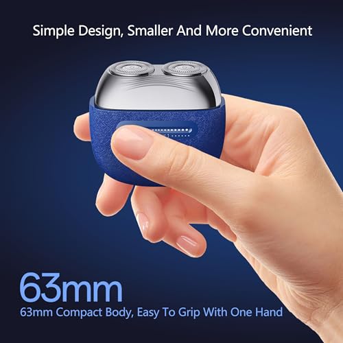 Mini Waterproof Electric Shaver for Men - Portable USB-C Razor for Travel & Home, Blue