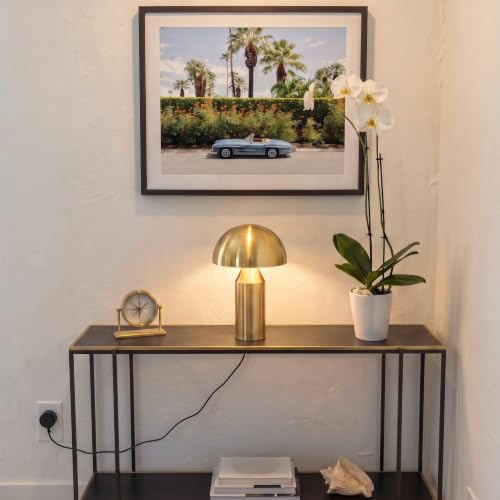 Brightech Venus Mushroom Table Lamp - Brass Dimmable Modern Side Table Light