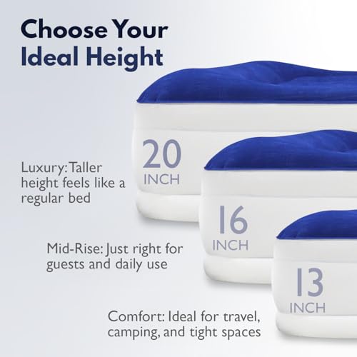 Blue Twin Air Mattress with Built-in Pump - 20 Inch Raised Inflatable Bed