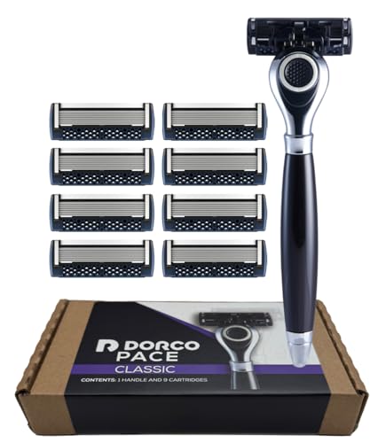 DORCO Pace Classic 7-Blade Razor System with Pivoting Head & Handle - 1 Pack