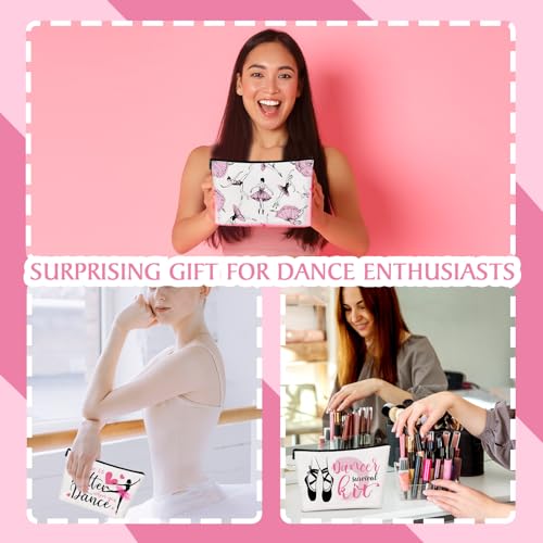 Irenare 30 Pcs Dancer Appreciation Gifts for Women Canvas Makeup Bags Cosmetic Dance Kit Travel Toiletry Case Pencil Toiletry Zipper Pouch Bag Thank You Gift Class Prizes Gifts