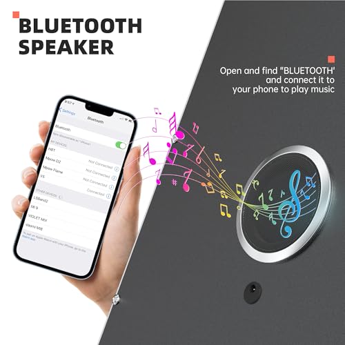 MINISO Vanity Mirror with Lights and Bluetooth Speaker- 11.4" x 13.8" Hollywood Makeup Mirror with 3 Color Lights, Smart Touch Control, Rounded Rectangle White Frame