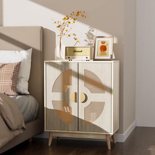 Modern Buffet Cabinet with Storage Sideboard - Rattan Media Console, 32.9 Inch