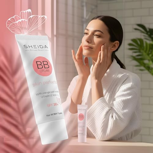 Sheida BB Cream with SPF 30+, Hydrating Daily Tinted Day Cream, Natural Finish, Buildable Light Coverage, 24h Moisture, Vitamin C & E for Even Skin Tone and Radiant Look ? 50 ml (Light)