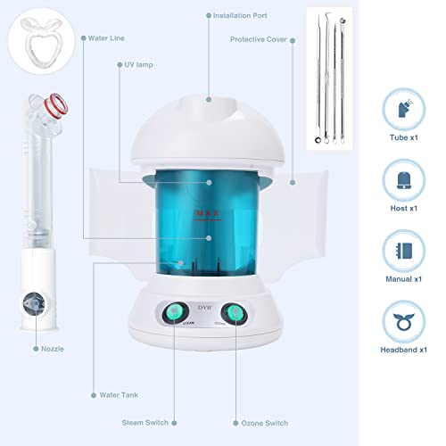 DYB Portable Facial Steamer, Nano Ionic Face Steamer with 360¡ÆRotatable Sprayer,Mini Facial Steamer for Salon and Spa,1 Piece Headband and 4 Pieces Steel Skin Kits.