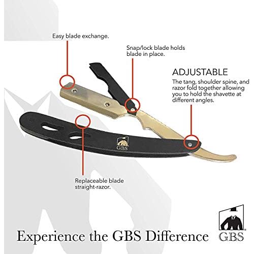 G.B.S Men¡¯s Shaving Set, Black Shavette Barber Replaceable Blade Razor, Shaving Brush with Stand, Ceramic Shaving Mug, Natural Shaving Soap and Leather Case