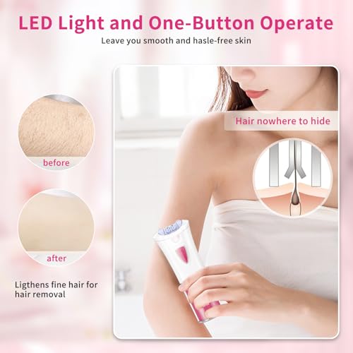 Epilator for Women Facial Hair Removal, Smooth Glide Electric Epilator with LED Light, Rechargeable Electric Hair Remover for Face, Bikini, Arms & Legs, Women's Electric Tweezers for Facial Use