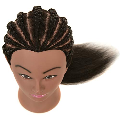 Human Hair Mannequin Head with Stand for Hairdressing Practice - Black Variation