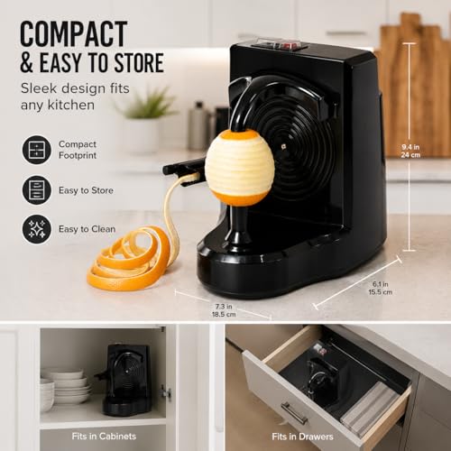 Robito Black Electric Citrus & Fruit Peeler - Automatic Countertop Kitchen Machine