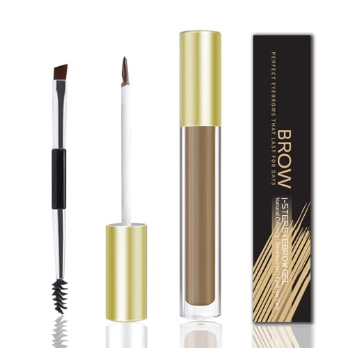 Eyebrow Gel, Tinted Brow Pen, Btow gel Upgraded to 72 Hours Long Lasting, Smudge-Proof, Sweat Resistant, Natural, Waterproof, with Brush, 5g (2# BRUNETTE)