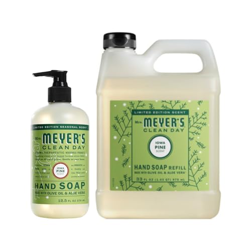 Mrs. Meyer's Clean Day Liquid Hand Soap Variety Pack - Pine Scent, 33oz Ref ill + 12.5oz Bottle