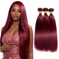 Blonde 99J Burgundy Straight Human Hair Extensions 8-12 Inch 3 Bundles
