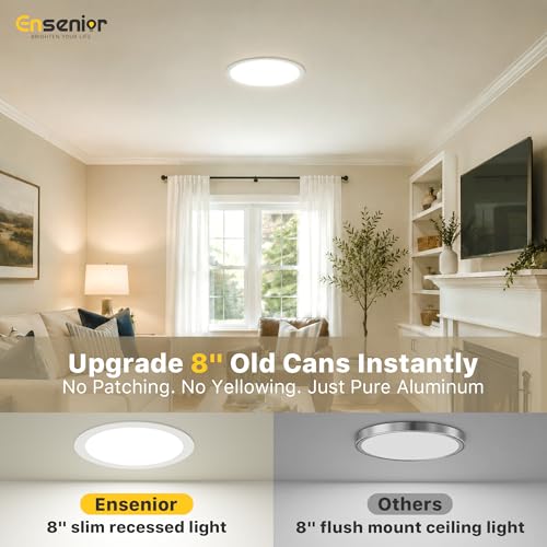 8 Inch Dimmable LED Recessed Light 5CCT Canless Wafer - Energy Saving, Easy Install