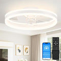 20 Inch White Low Profile Ceiling Fan with Dimmable LED Light and Remote Control
