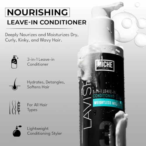 Miche Beauty Lavish Leave-In Conditioner for Curly, Wavy & Kinky Hair – 8oz, Silicone & Paraben Free