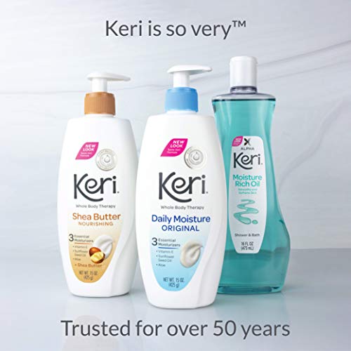 Keri Whole Body Therapy Original, Continuous Moisturization, 3 Essential Moisturizers (Vitamin E, Aloe and Sunflower Seed Oil), 15 oz Pump (Pack of 2)