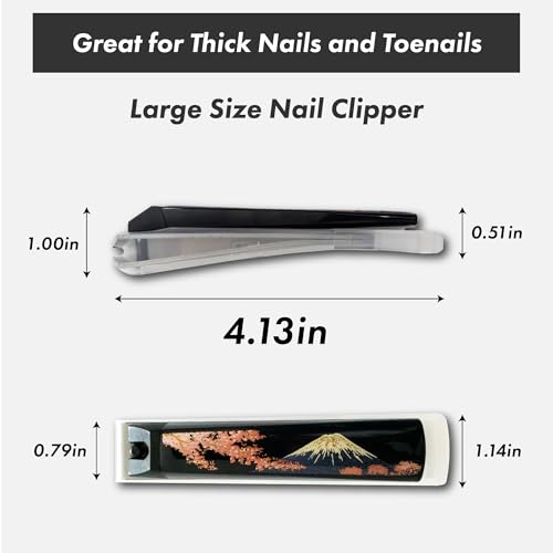 Japanese Nail Clippers for Thick Nails with Mt. Fuji & Sakura - Maki-e Large Straight Edge