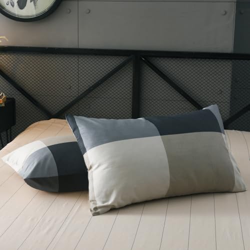 Mixinni Queen Comforter Set with Checkered Pattern - 1 Comforter + 2 Pillow Shams, All-Season Lightweight Geometric Bedding (Queen / 00 - Checkered)