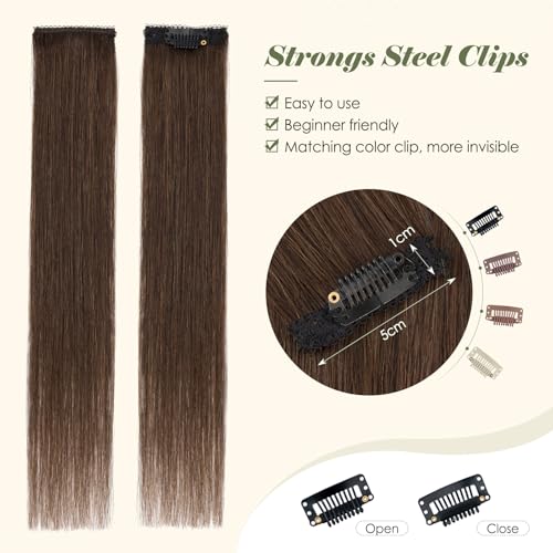 Dark Brown Short Clip-In Hair Extensions 6PCS 12 Inch Remy Human Hair