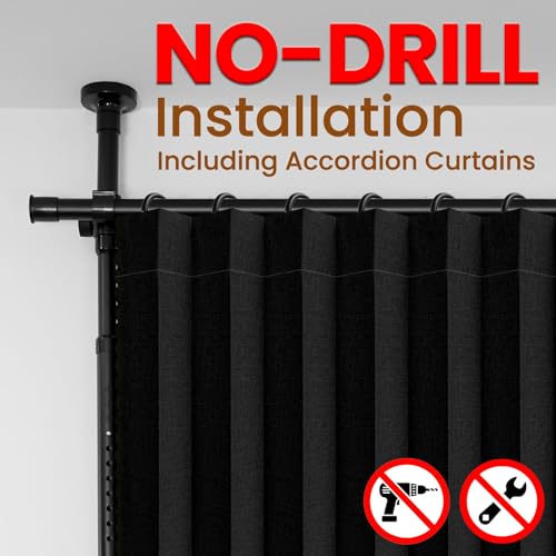 AJAZZ Blackout Room Divider Curtain Set 100"W x 84"L No Drill Privacy Partition