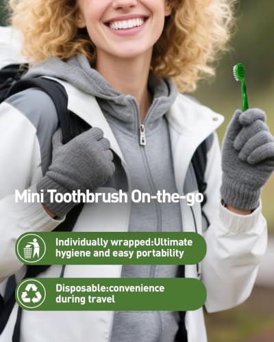 Disposable Mini Travel Toothbrush with Pre-Pasted Toothpaste - Green, 60 Count