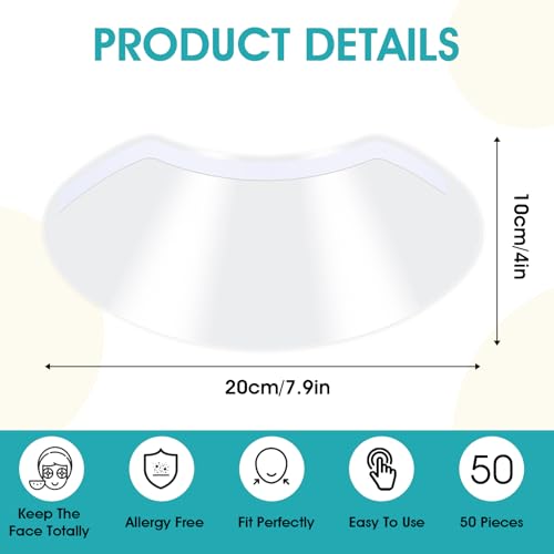 50 Pcs Eye Shield,Face Shield for Hairspray,Shower Visor for Adults Clear Lash Shields Eyelash Extension Sleep Protector Disposable Shower Face Shields After Cataract for Showering Hairspray