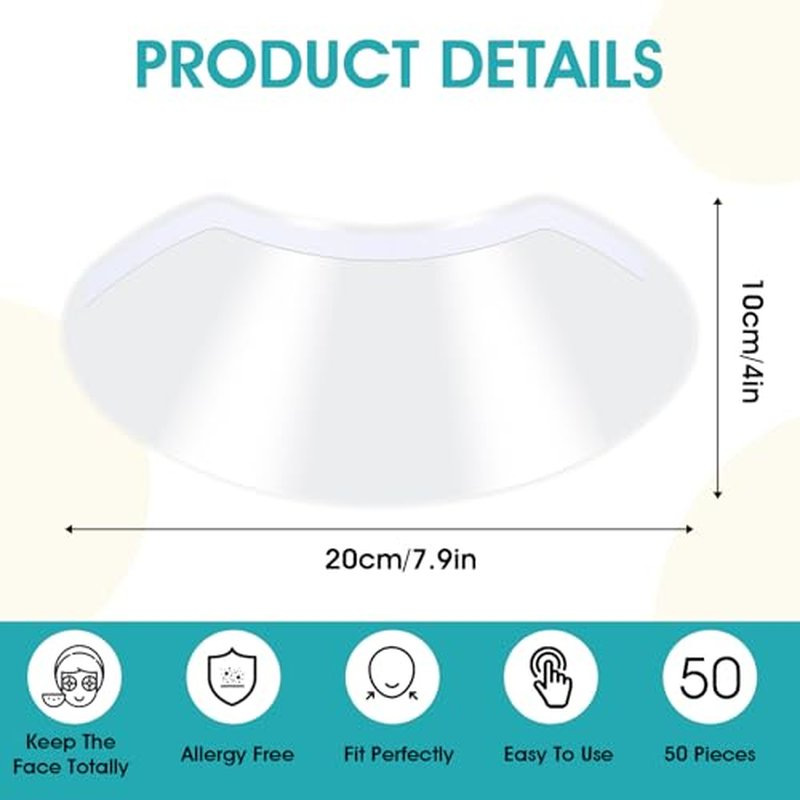 50 Pcs Eye Shield,Face Shield for Hairspray,Shower Visor for Adults Clear Lash Shields Eyelash Extension Sleep Protector Disposable Shower Face Shields After Cataract for Showering Hairspray