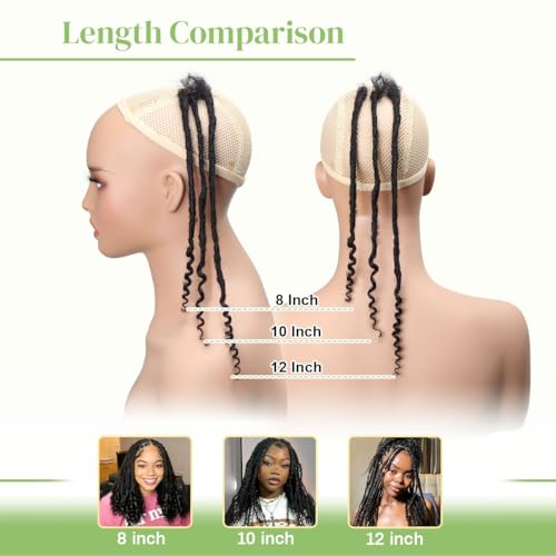 Pouwney 10 Inch Interlocking Human Hair Dreadlock Extensions Curly Ends - 20 Strands #27