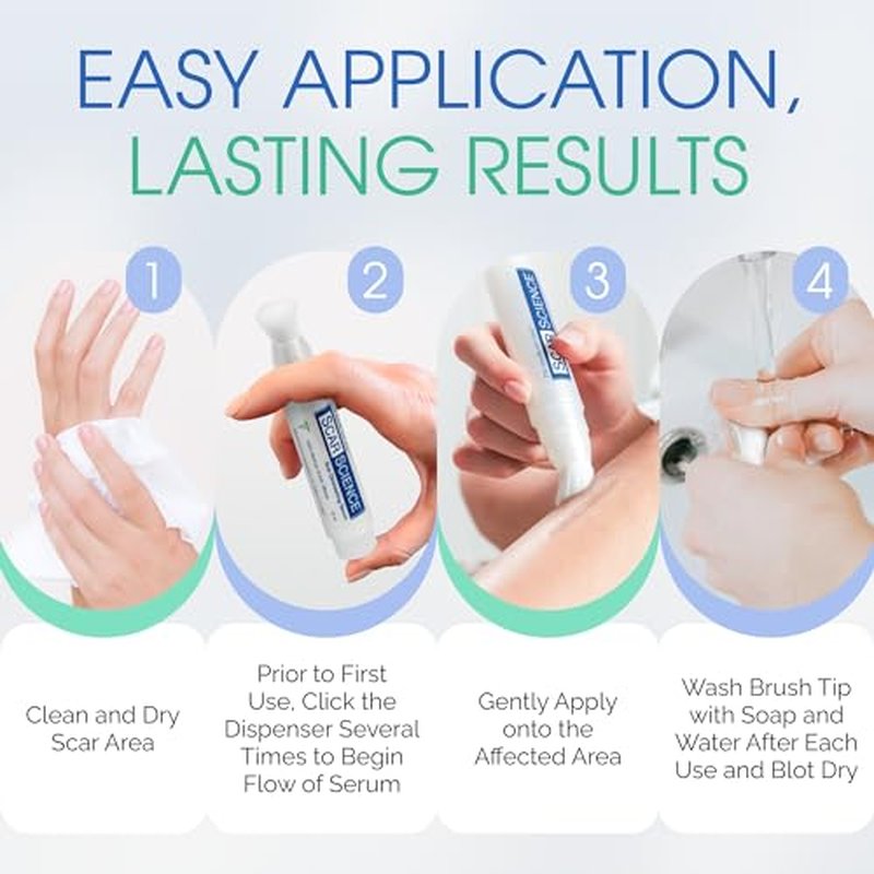100% Silicone Scar Gel Serum ? Ultra-Soft Brush Applicator for Cosmetic Procedures & Facial Peels, Gentle Scar Care for Surgical, Acne, Burn & Keloid Scars ? Hypoallergenic & Fragrance Free