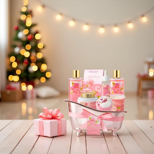 Luxury Bath & Body Gift Set with Rose & Jasmine Spa Products for Women